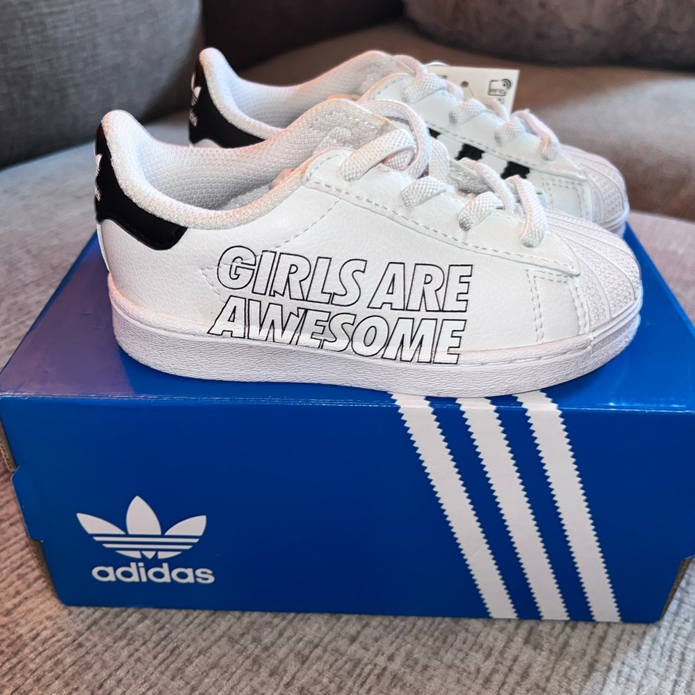 Adidas White and Black Kids Sneakers